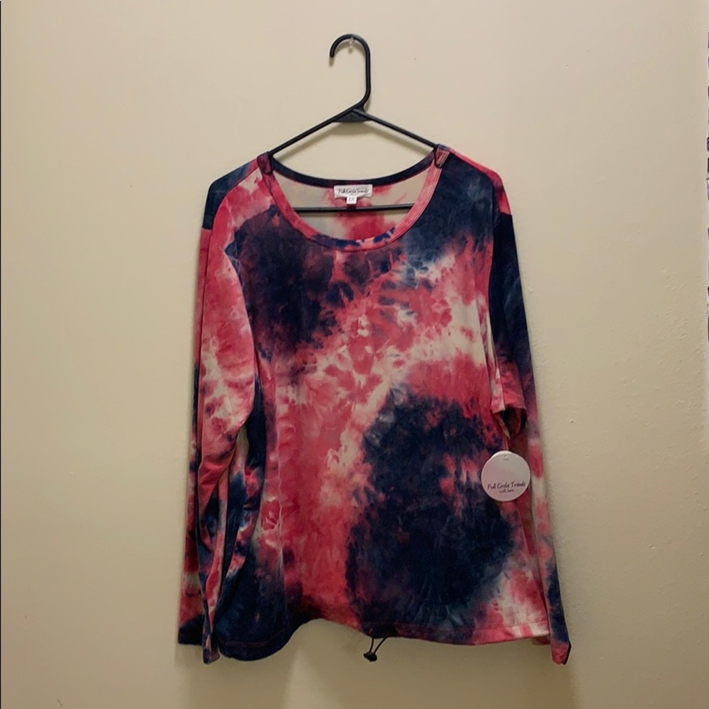 Athletic blue & pink tye dye sweater.